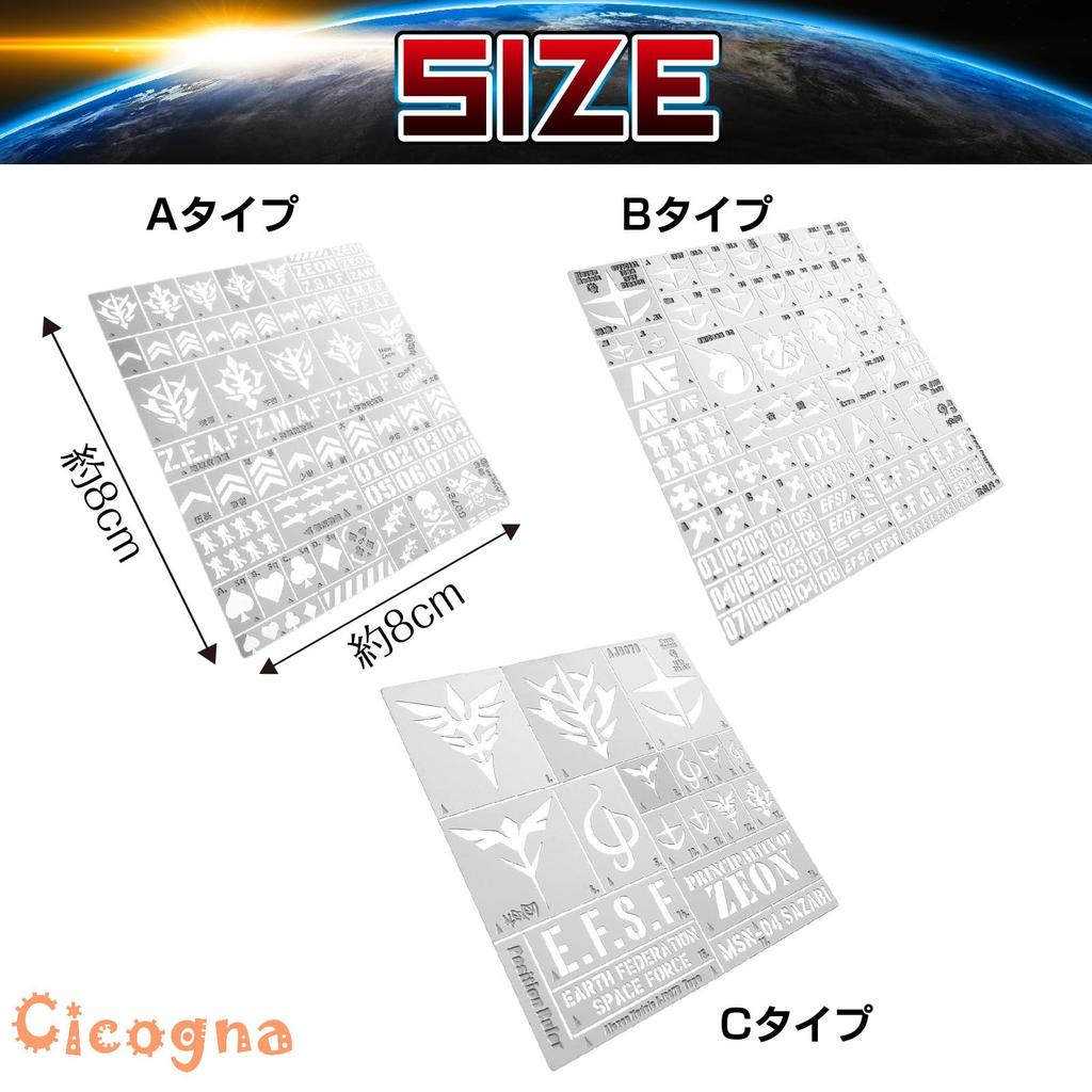 Cicogna Gunpla Painting Spray Marking Template Stencil Sheet for Plastic and C02076 Models, Airbrush, Dioramas, (Type C)