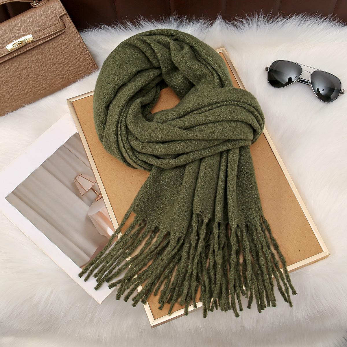 

New Women Scarf Female Winter Warm Thickened Cashmere Solid Color Long Scarves Soft Tassel Shawl Viscose Wrap Shawls 180*60cm