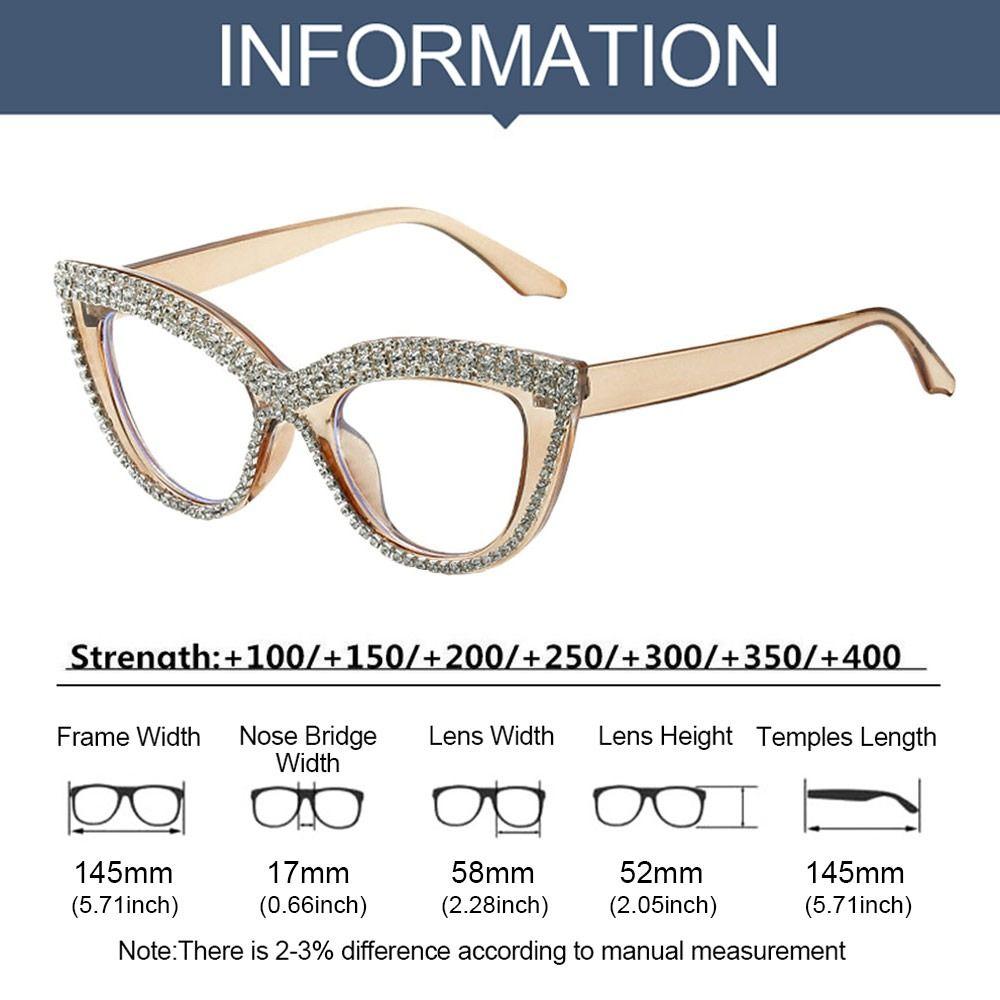 Portable Rhinestone Reading Glasses Eye Protection Square Presbyopia Eyeglasses Vintage Ultralight Hyperopia Glasses for Women