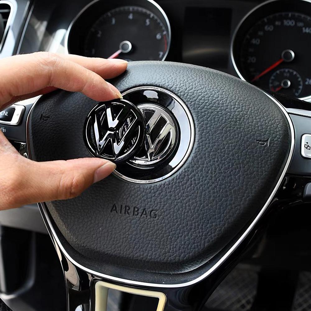 For Volkswagen For Volkswagen VW GTI Passat B6 Golf 4 Polo Jetta Beetle Tiguan CC Car Steering Wheel Sticker ABS Auto Emblem Badge Decoration EN1