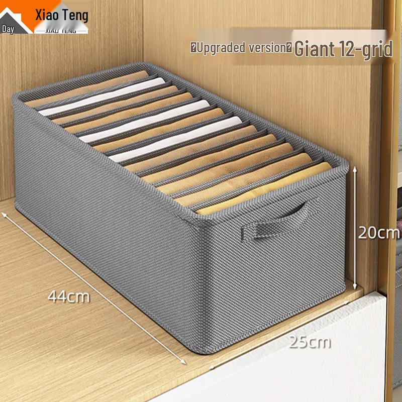 PP Board Fabric Clothes Organizer with Dividers - Wardrobe Storage Box for Pants