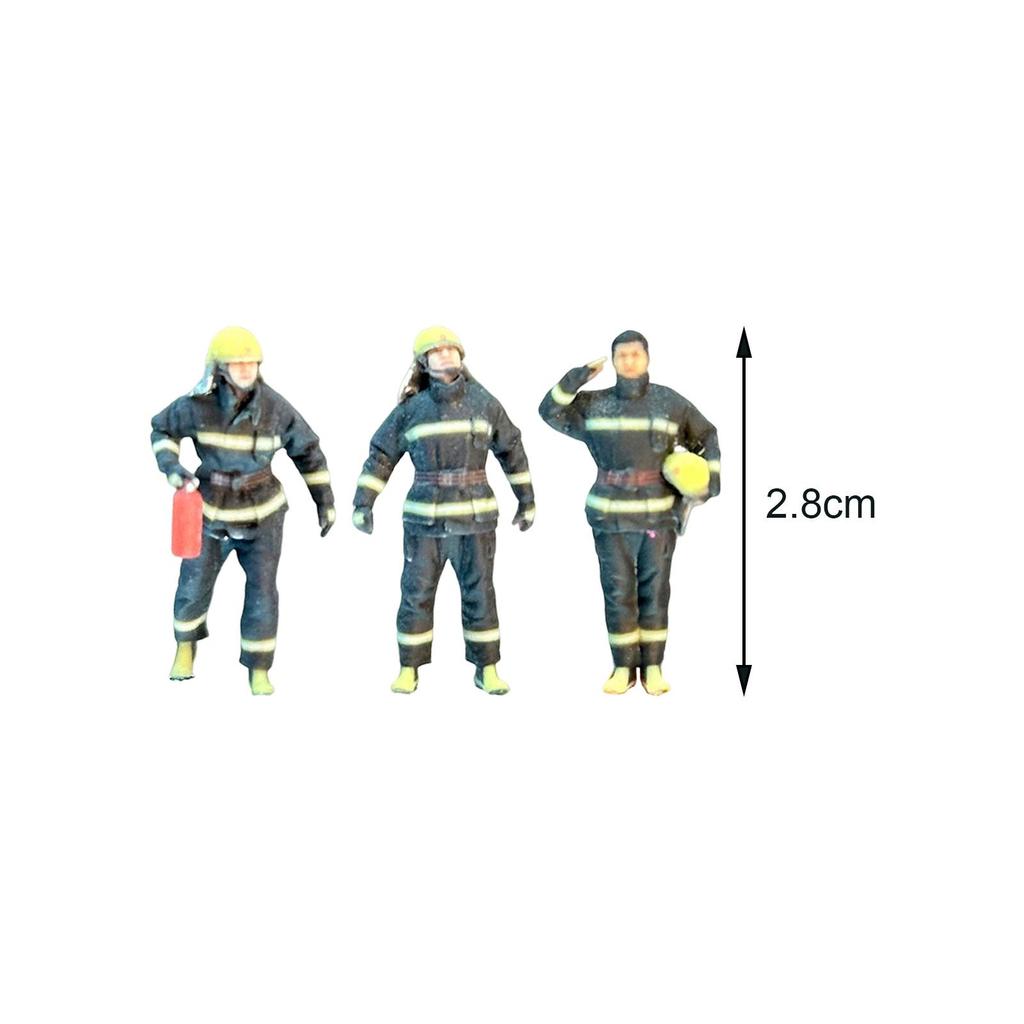 1/64 Scale Firefighter Model Miniature Model Tiny People Model for Building Diorama DIY Scene Photography Props Decoration