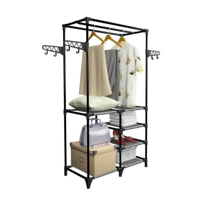 VidaXL Porte-vêtements Acier et tissu non-tissé 87 x 44 x 158 cm Noir