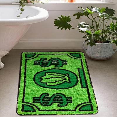 Cartoon Dollar Imitation Cashmere Wash Back Rug Moisture-Proof Foldable Bathroom Floor Mat Bedroom Carpet Home Decoration