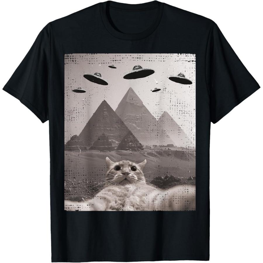 Cat UFO Meme - Funny Cat Selfie with UFOs T-Shirt XXXXXL чёрный