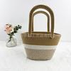 Retro khaki color matching portable cotton thread bag girl versatile portable women's bag cotton rope woven bag