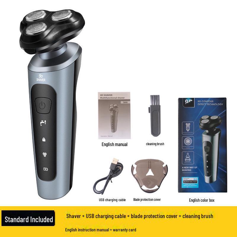 9D Vysoce výkonný elektrický holicí strojek, USB nabíjení do auta, Plně omyvatelný pánský holicí strojek