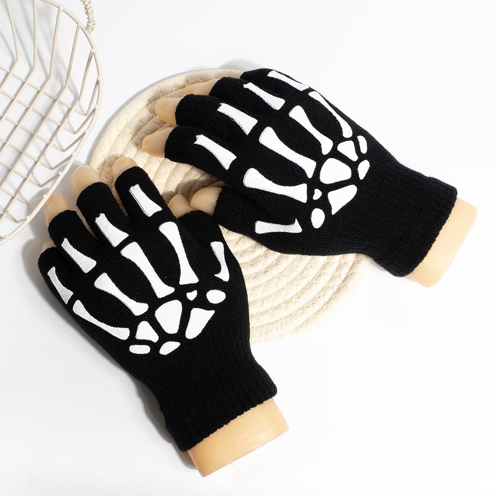 Unisex Knitted Gloves Half/Full Finger Autumn Winter Gloves Halloween Decorative Gloves Premium Grade Auto Interior Accessory