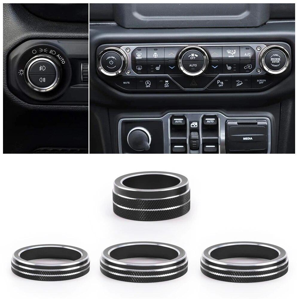 Car Headlight Air Conditioning Switch Knob Decoration Cove Center Console Button Trim For Jeep Wrangler Accessories JL JLU