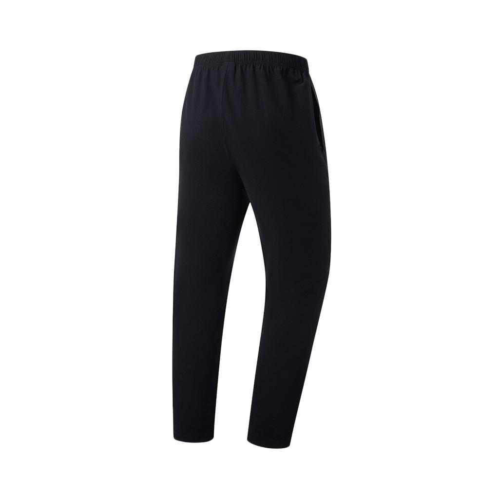 Li Ning Mid Waist Solid Color Quick Dry Straight Leg Sports Pants Men Bottoms Black AYKU657-5