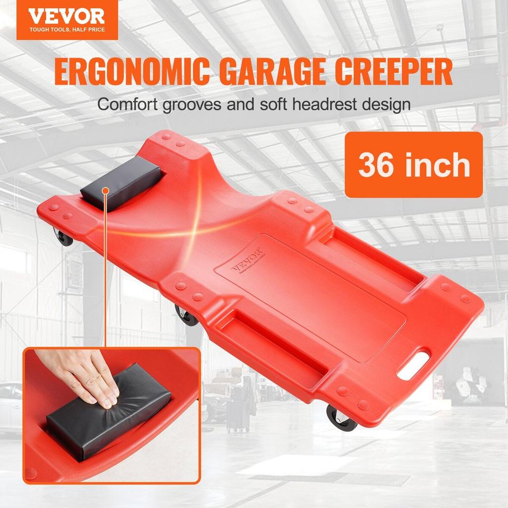 36 in Mechanic Plastic Creeper Automotive Rolling Garage 350 lbs HDPE