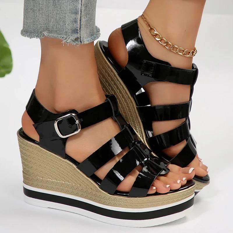 Fashion Shoes for Women Fashion Wedges Rome Sandals Hollow Out Thick Bottom Summer Sandles Woman Plus Size Platform Gladiator Sandals