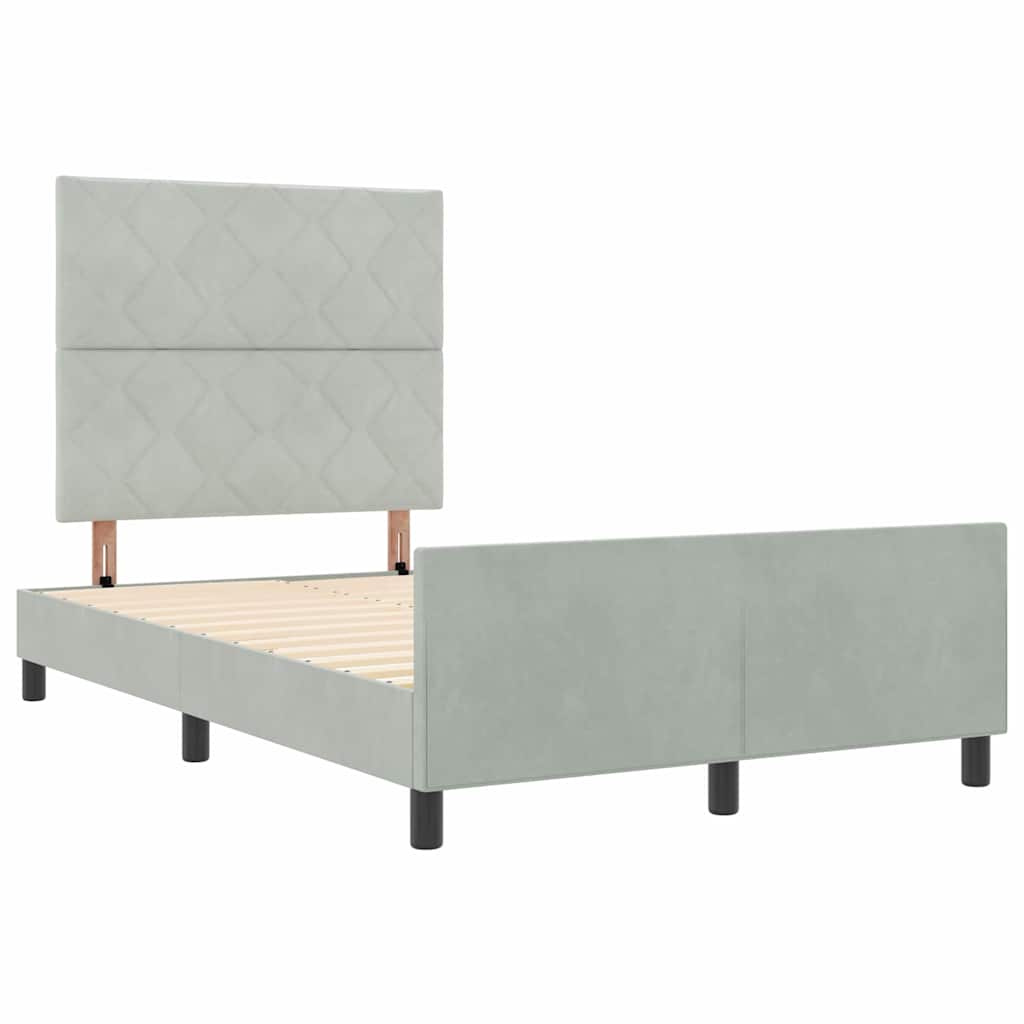 Box Spring Bed with Headboard Light Gray 120 x 200 cm Velvet