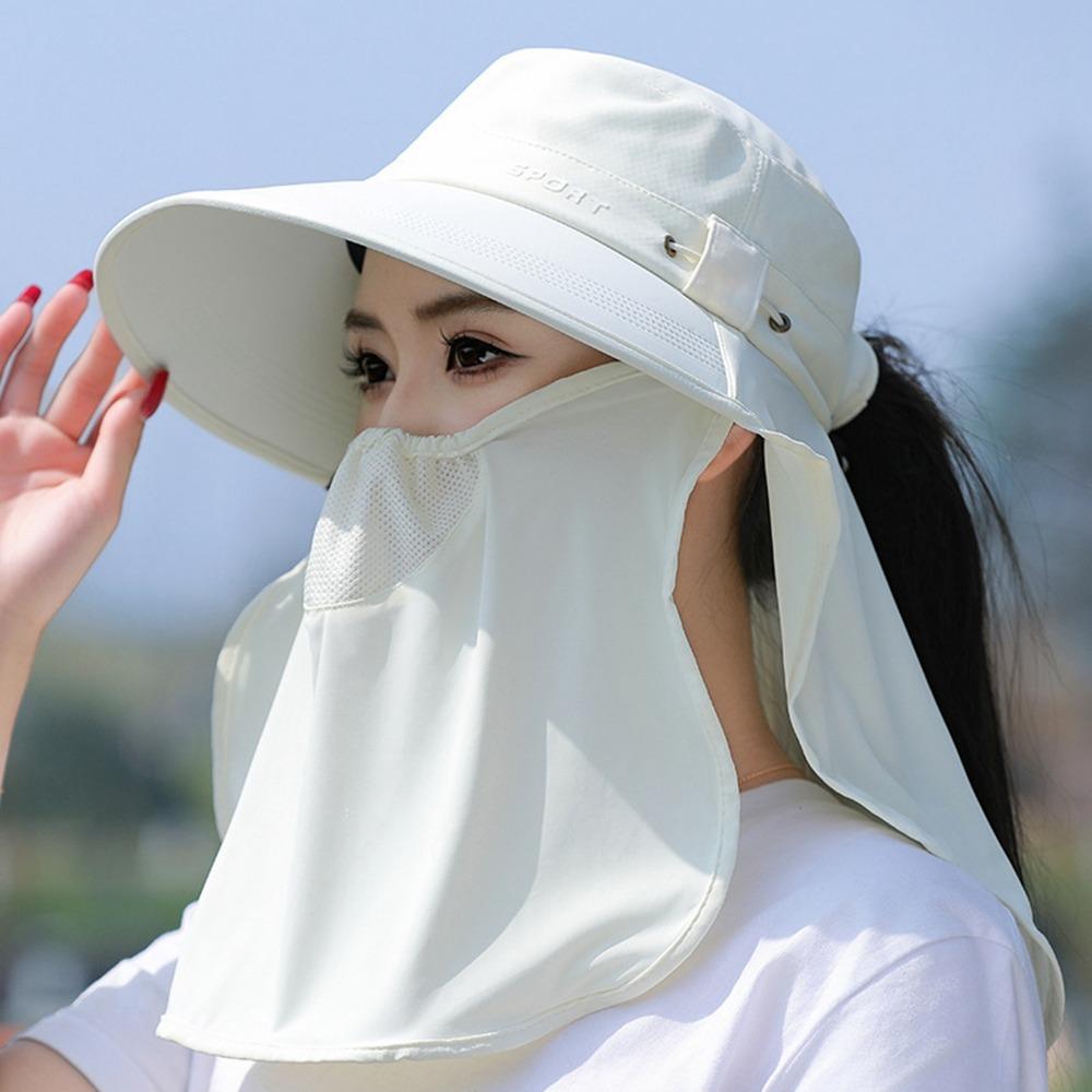 Wide Brim Face Mask Hat Breathable Outdoor Sun Cap Fashion Women Sun Hat  Climbing