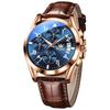 OLEVS Men's Analog Quartz Watch Waterproof Lightweight Brown Chronograph with Date and Day Display