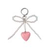 Handcrafted Beaded Bowknot Keychain with Heart Pendant Sweet and Unique Keyrings Accessory Hangings Ornament for Bag Key
