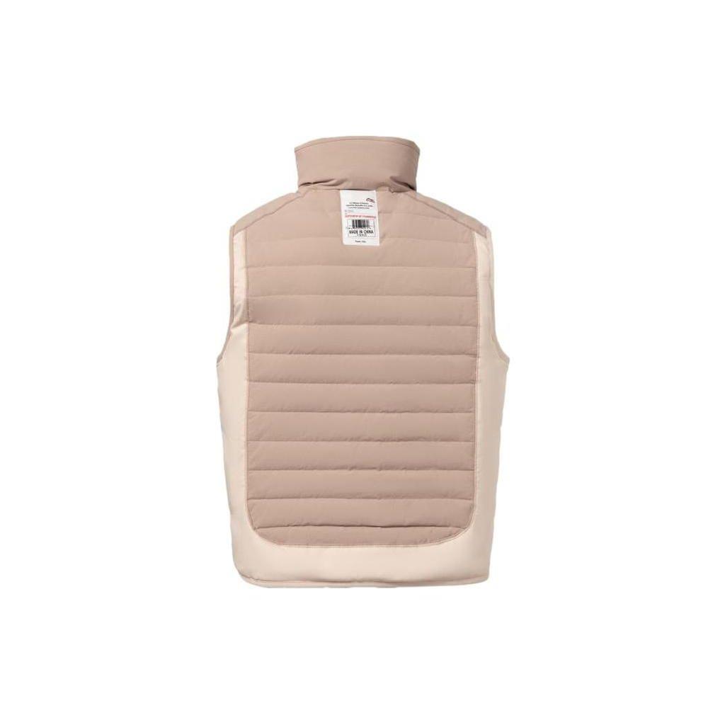 Li Ning Spliced High Neck Loose Zipper Down Vest Men Vest Nude-Pink AMRR043-2