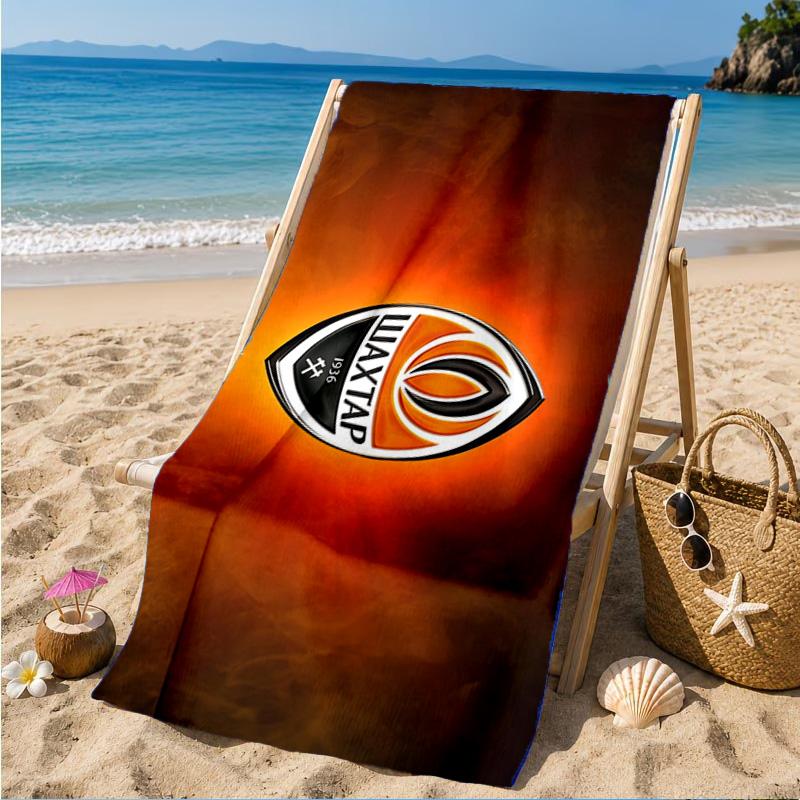 Asciugamano da Spiaggia con Design dello Stemma dello Shakhtar Donetsk, Asciugatura Rapida, Facile da Curare, Adatto Sia per il Fitness che per le Vacanze al Mare, Essenziale per lo Sport