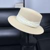 Fine Grass Woven Straw Hat Women's Summer Idyllic Flat Top Top Top Hat Showing Face Small Beach Sun Protection Visor Tide