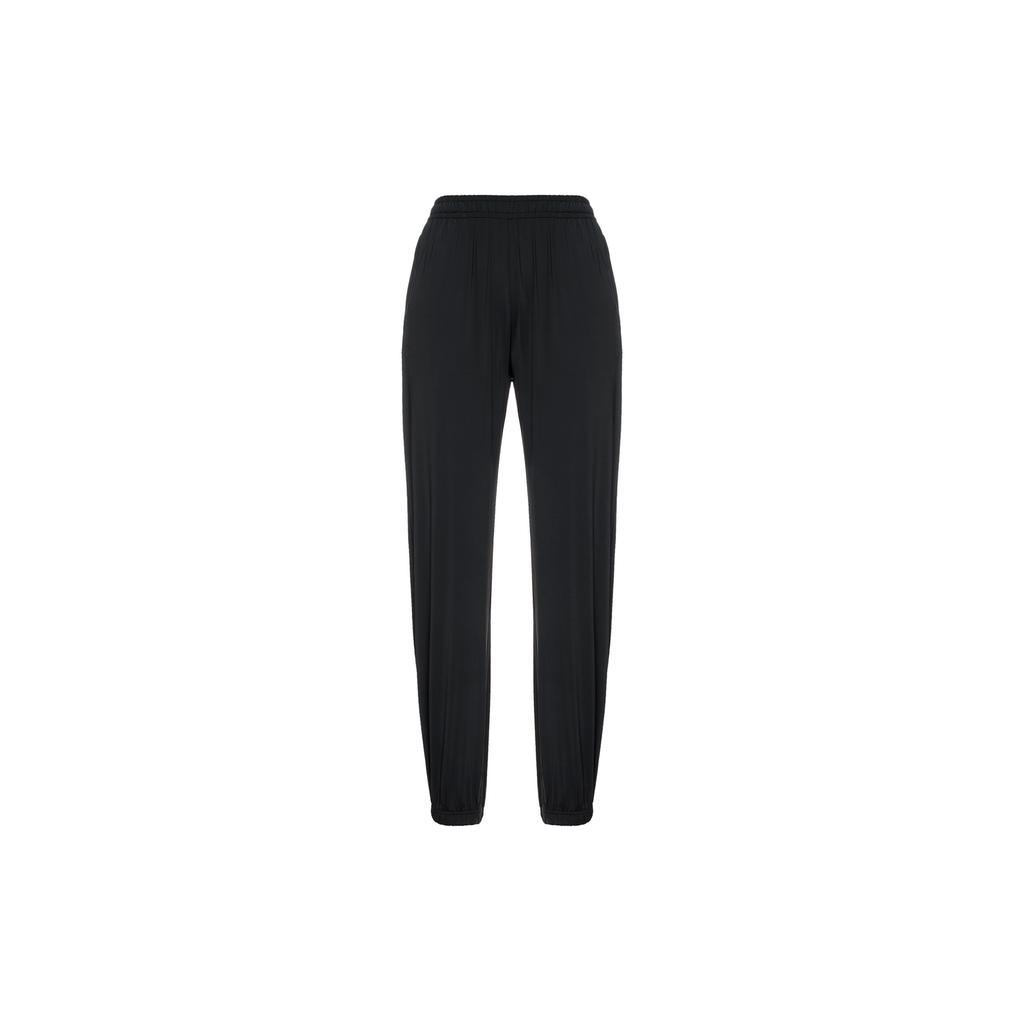 Anta Solid Color Mid Waist Elastic Sports Pants Women pants Black 962327304-3