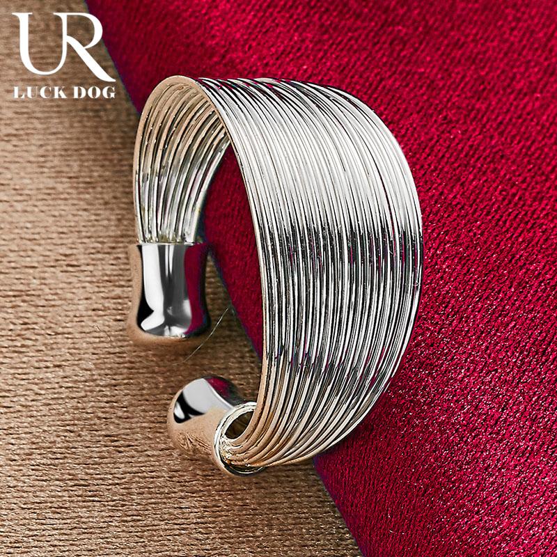 925 Sterling Silver Open Multi Line Ring Fashion Wedding Jewelry