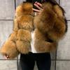 VAYLA Women Fake Raccoon Fur Jacket Autumn Winter Faux Fur Fox Coats Short Coat Jackets Furry Outerwear Elegant Thick Warm Coats