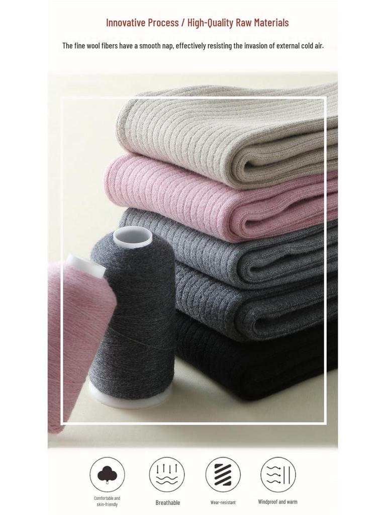Children’s Thick Wool Cashmere Pants for Fall & Winter – Knitted Ribbed Base Layer for Boys & Girls, Suitable for Big Kids.