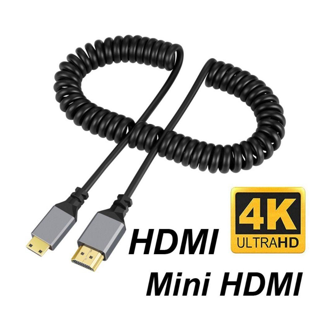 4K 60HZ Micro Mini HDMI TO HDMI Spiral Cable 0.5-2.4M Flexible HDMI-Compatible Spring Cable Extension Male to Male Plug Cable