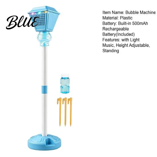 Stehende Seifenblasenmaschine 1 Set Automatisch mit LED-Licht & Musik Wiederaufladbare Basis Höhenverstellbarer Ausstoßer für Outdoor-Partys Hochzeiten