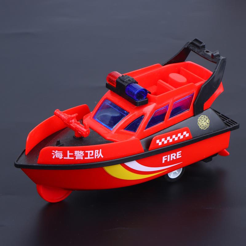 Inertia Toy Boat Police Fire Patrol Ship Model Friction Powered Toy For Kids Boys And Girls Birthday Gifts