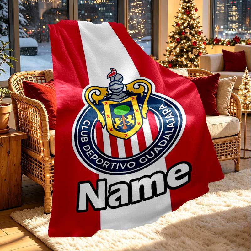 Custom Name Personalized Club Deportivo Guadalajara Print Blanket, Home Decor, Bedroom, Sofa, Camping, Couch, Gifts for Birthday ChristmasEnthusiasts