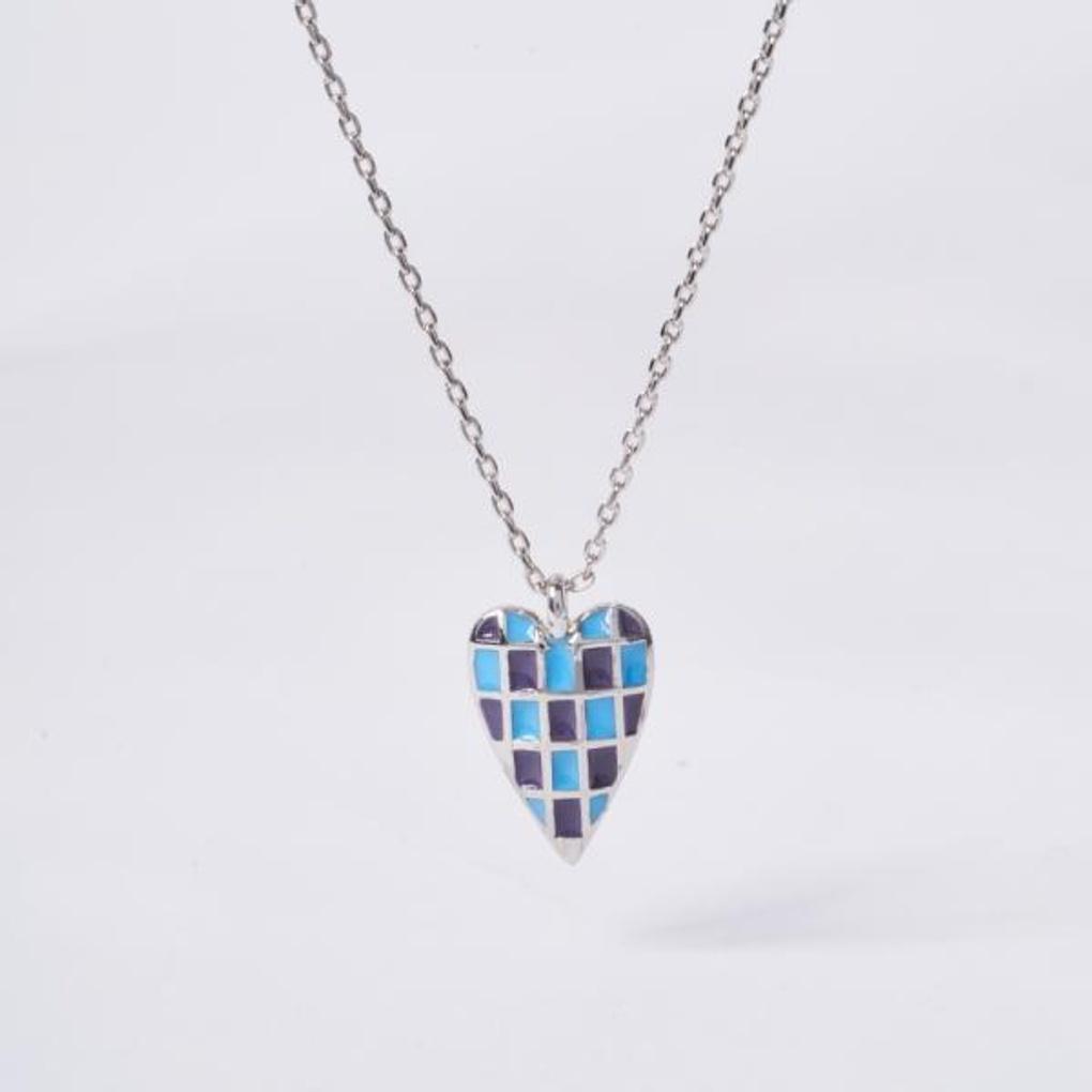 [POPTS] Mint Checkerboard Heart Necklace OTN222524EWM