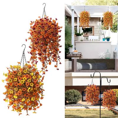 Artificial Fake Hanging Plants Flowers Faux Plastic Morning Glory Long Vines For Home Garden Porch Patio Plant Outdoor Decor