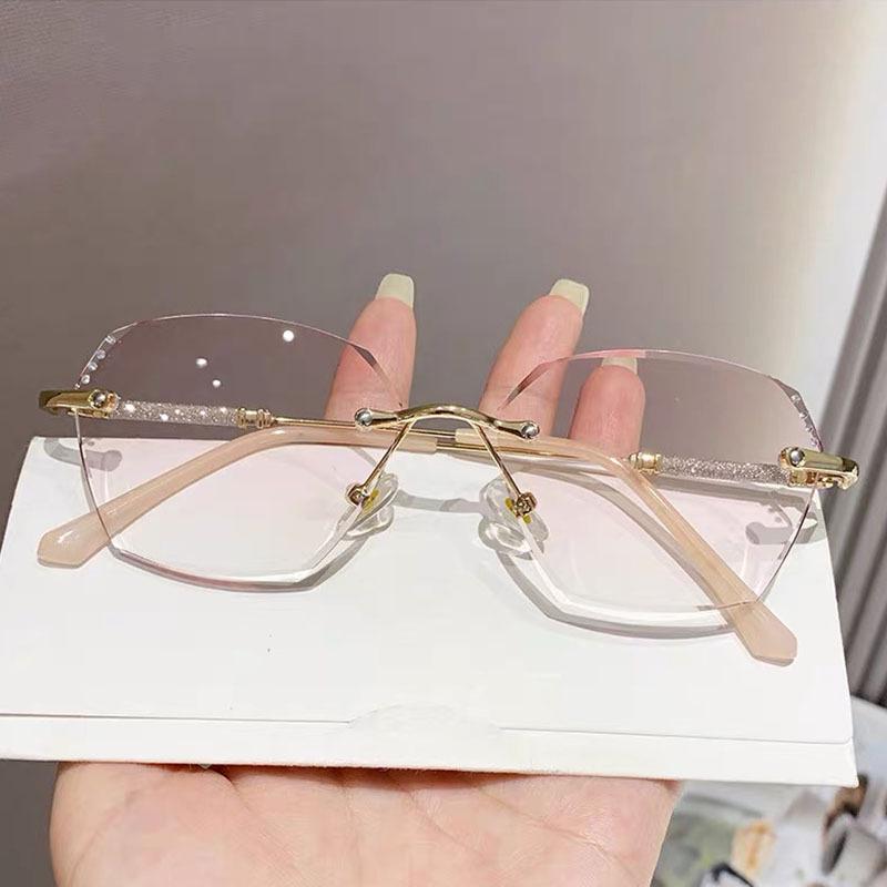 Women's Anti-Blue Light Diamond-Cut Rimless Reading Glasses