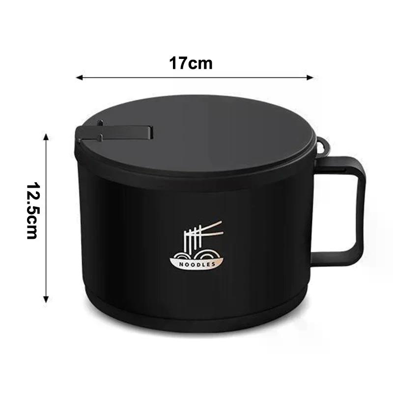 304 Stainless Steel Foam Bowl Large Capacity Double-Layer Anti-Scald Lunch Box With Tableware/Lid Can Drain Ramen Bowl