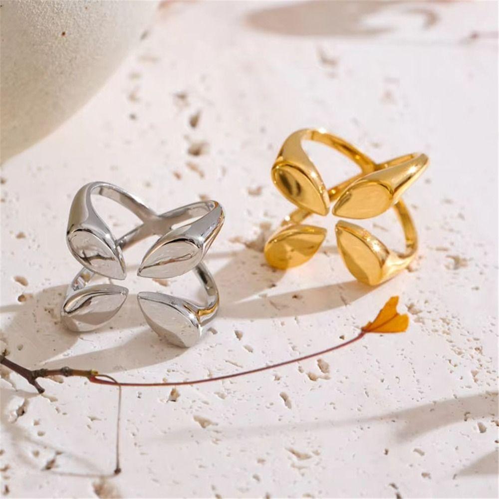 Gold Open Ring Geometric Minimalist Accessory Water Resistant Finger Ring  for Women's Daily Outfit