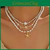 Star Pearl Pendant Necklace With Multi Layer Chain For Women And Men