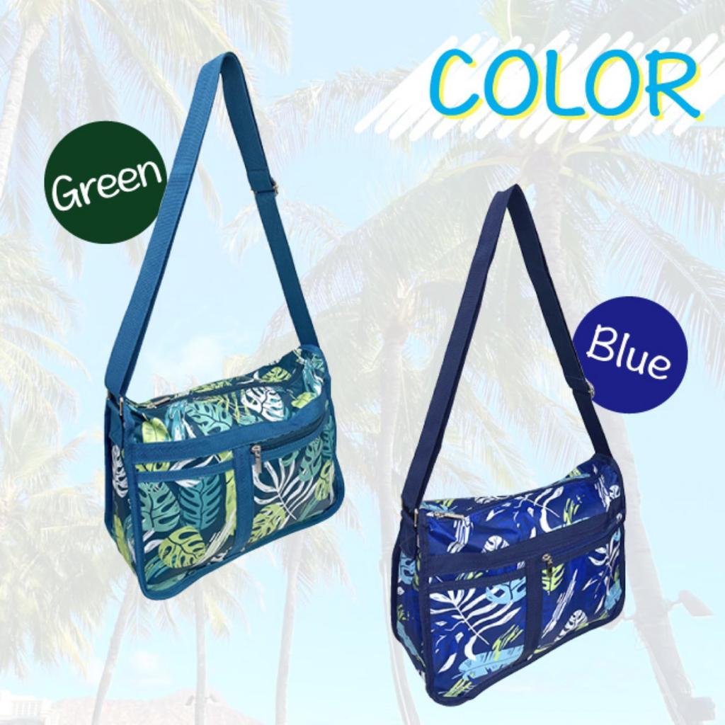 Shoulder Brand Ripstop Spacious Zipper Cute Hawaiian Green Women's Bag, Name, Lightweight, Durable, Fabric, Storage, Closure, Print,