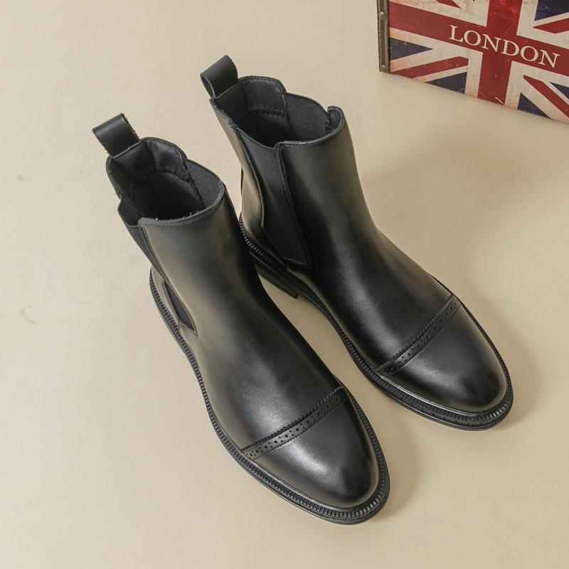 

2025 осень и зима новые ретро тонкие британские ботинки челси женские короткие ботинки ботинки мартин большой размер высокие кожаные ботинки 46 чёрный