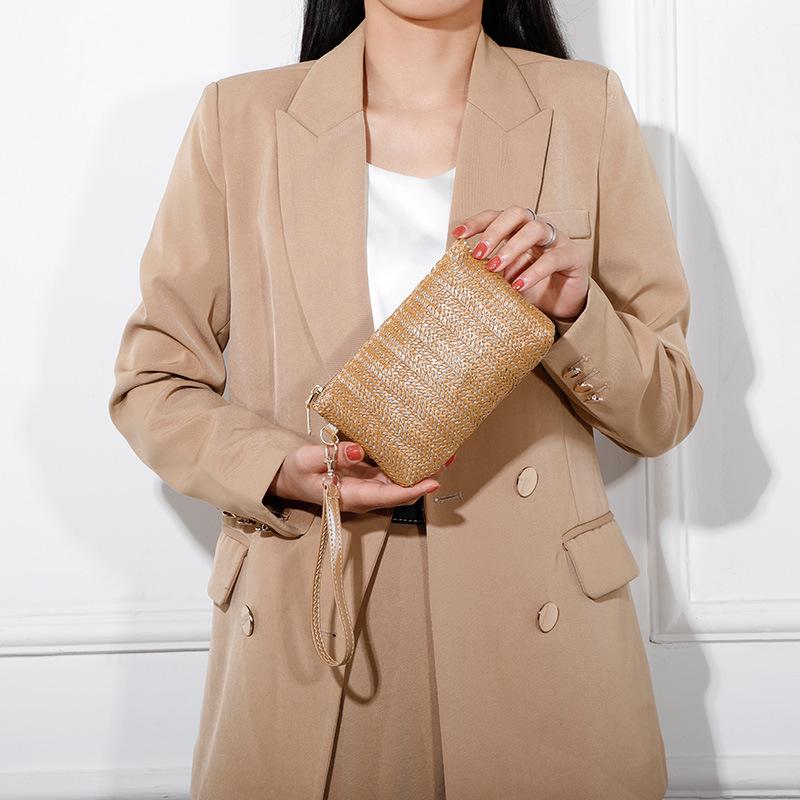 New Ladies' Straw Bag with Large Capacity Wallet, Phone Bag, and Coin Purse