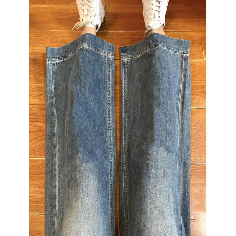 High-Waist Women's Retro Wide-Leg Jeans - Floor-Length, XS, Enhancing Drape