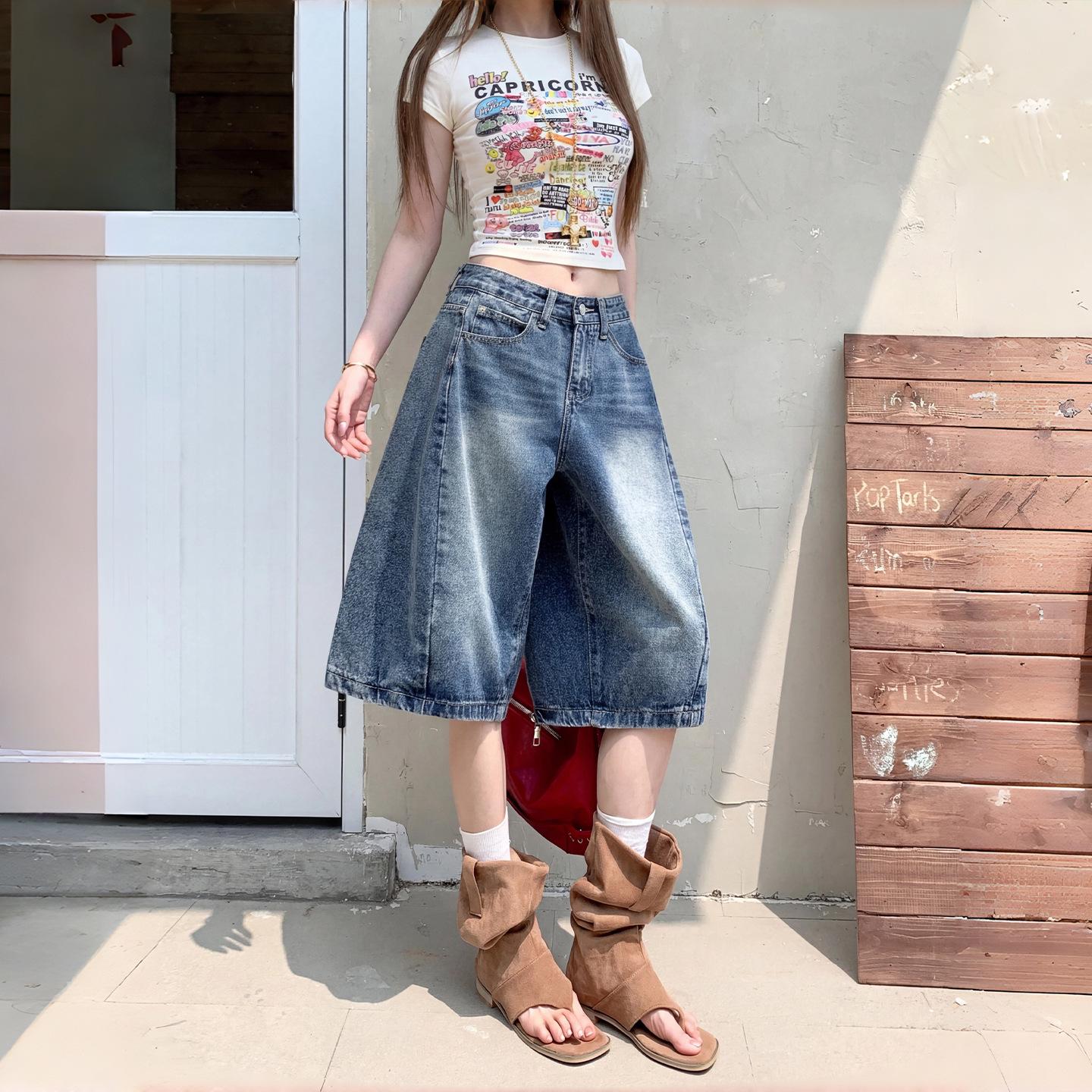 

Vintage High-Waisted Dad Pants - Summer 2026 Slimming, Distressed Wash, Versatile Casual Fit S