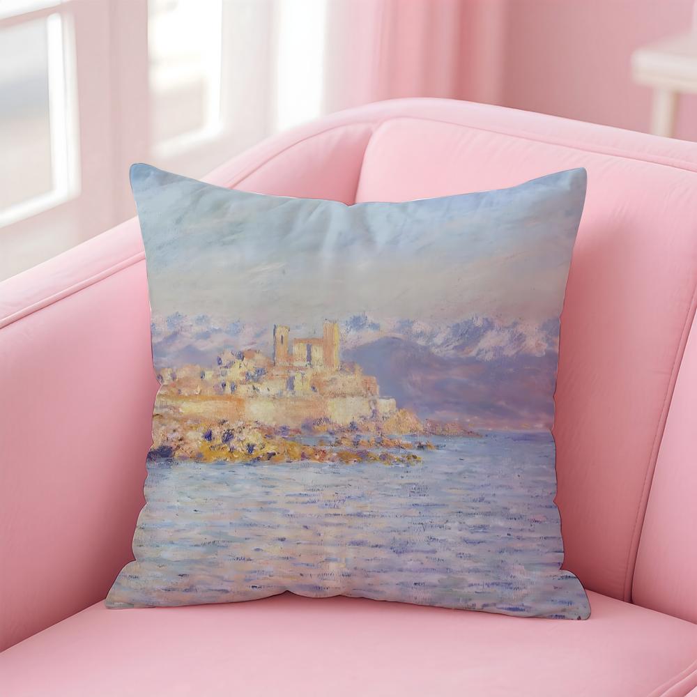 OscarClaude Monet Kissenbezug Leinen Kissenbezug Weiche Dekoration für Sofa Wohnzimmer