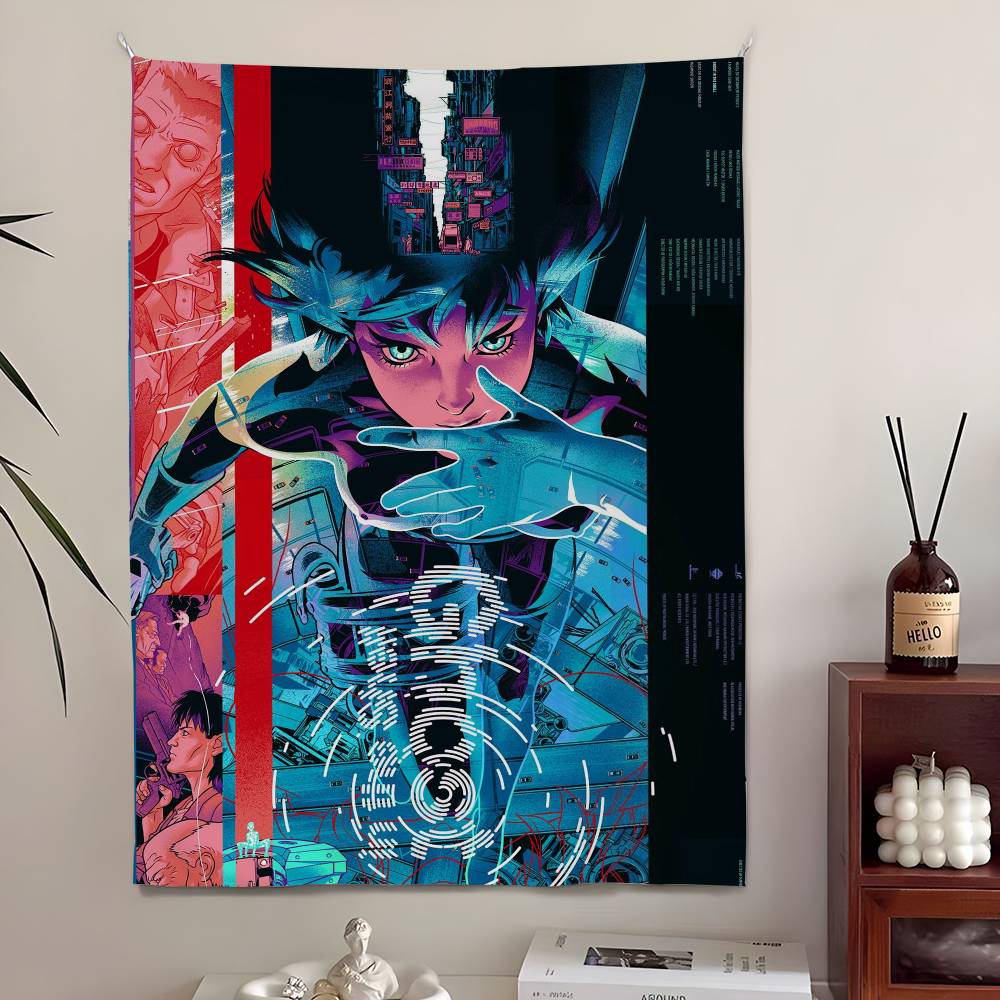 GGhost in the Shell Anime Vertical Tapestry Wall Tapestry Wall Art Aesthetic Room Decor Room Decoration Accessories