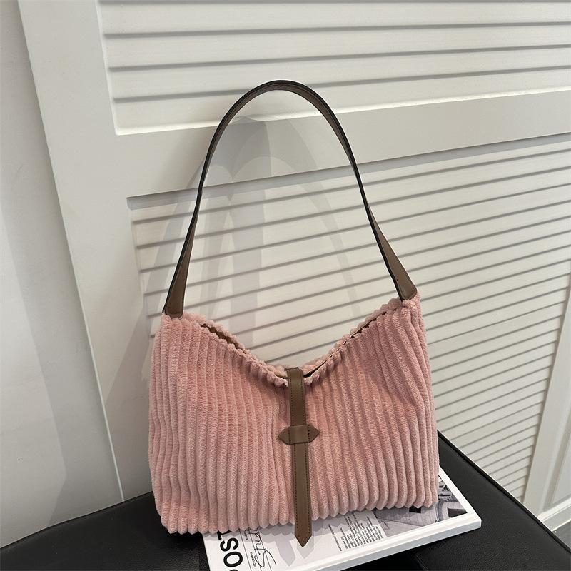 New Commuter Bag Women's Simple Casual Tote Bag Large Capacity Shoulder Bag Women's Corduroy Women's Bag Versatile