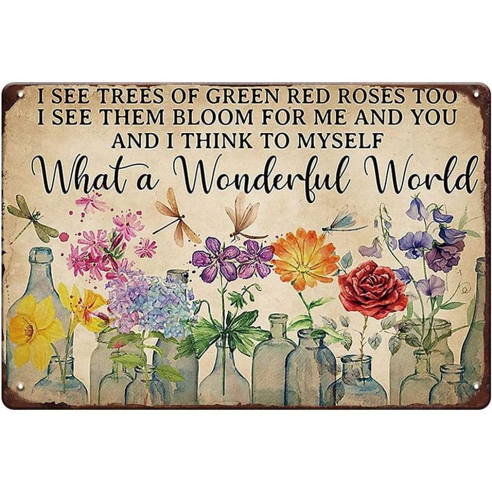 Artistic Dragonflies & Flowers Metal Tin Signs - Unique Wall Decor