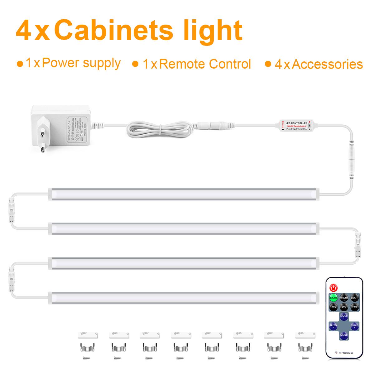 

Linkable Aluminium LED Light Bar Dimmable RF Remote Control Tube Strip DIY Kitchen Under Cabinet Counter Workbench Closet Lamp 4PCS-40CM білий