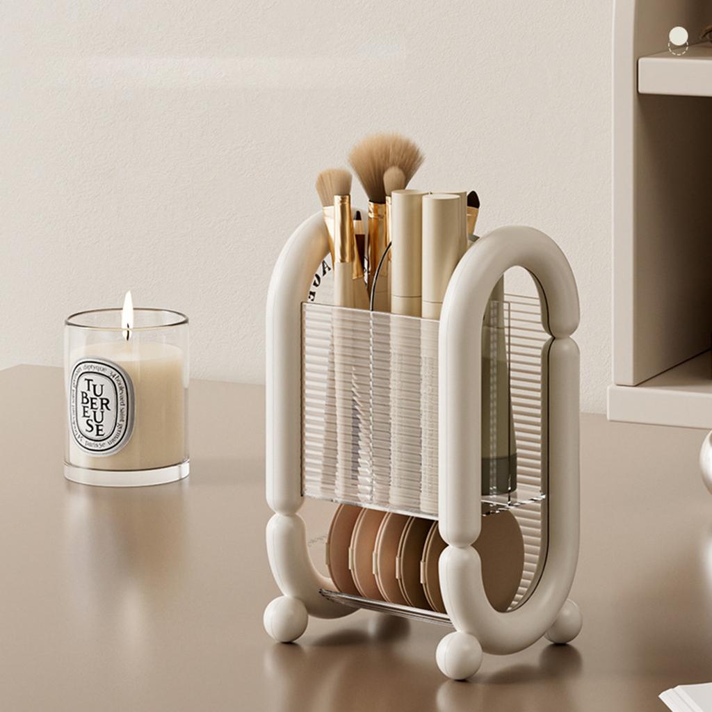 Makeup Brush Cosmetic Brush Holder Stand with Compartments for Eyebrow Pencil Lipstick Makeup Brush Pen Storage