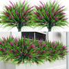 1 Bundles Artificial Plants Outdoor Faux Lavender Flowers Fake Monkey Grass UV Resistant Plastic Greenery Plants for Garden Home Porch Window Patio