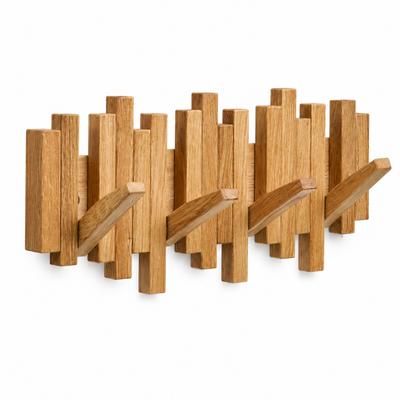 Oak Wall Hanger 40 × 18 4 Hooks House Nordic Caltra